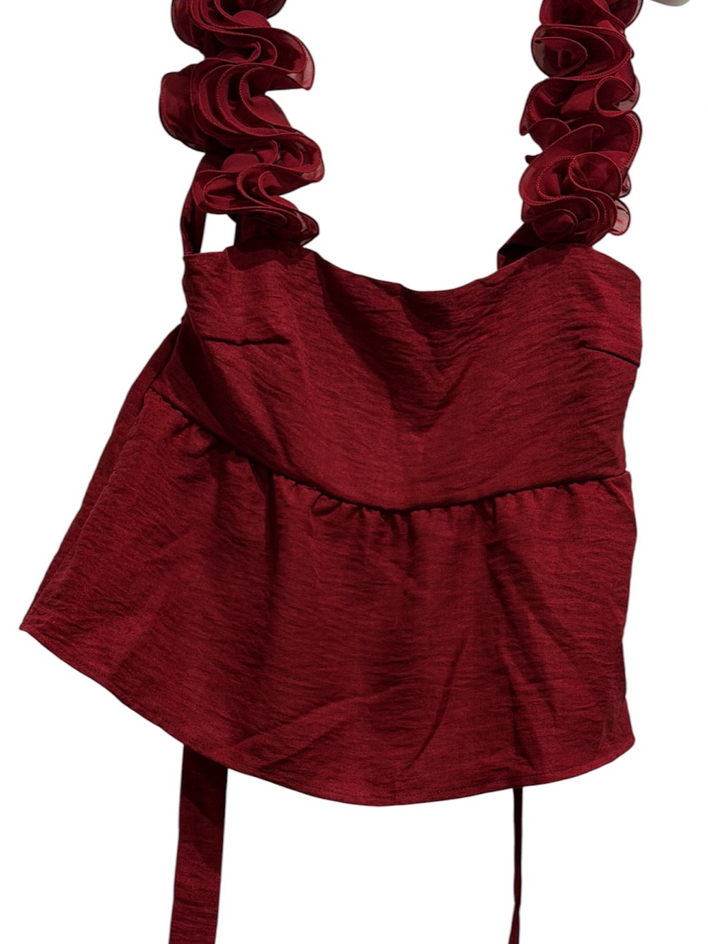 SHEIN Burgundy Ruffle-Strap Peplum Camisole